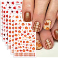 6 Sheets Fall Maple Leaf Nail Art Stickers Thanksgiving Pumpkin Nail Decals - color: Fall Maple Leaf 17