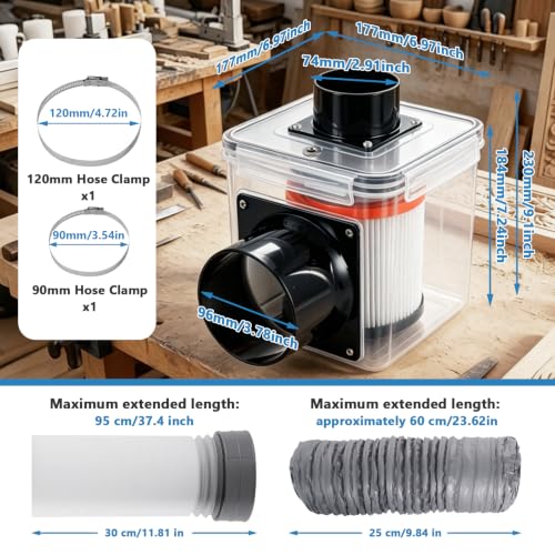 Portable Desktop Woodworking Dust Collector, 13000rpm Adjustable Airflow