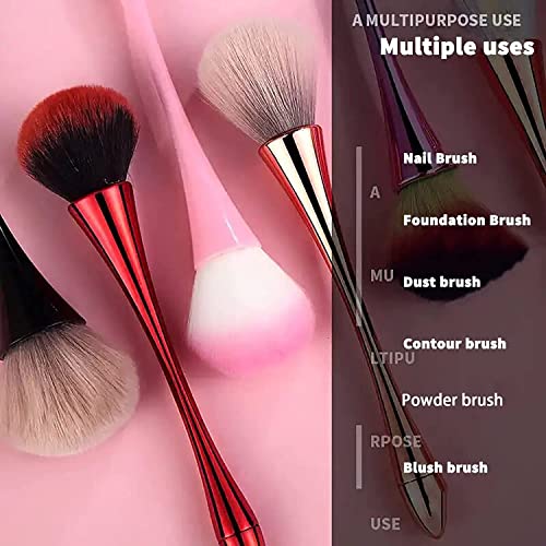 2Pcs Nail Dust Brush Acrylic Nail Brush Cleaner Nail Brushes for Cleaning Dust Large Dip Powder Brush Makeup Blush Brush Manicure Remover Brush Nail Art Tools (Red+Black) - color: Red+Black
