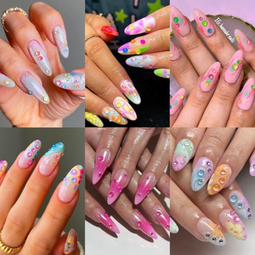 3D Aurora Bubble Beads Mixed Size Crystal Mermaid Beads Colorful Iridescent Mermaid Nail Charms Flatback Crystal Beads Iridescent Nails Jewelry for Nail Art Supplies (Aurora Bubble) - color: Aurora Bubble