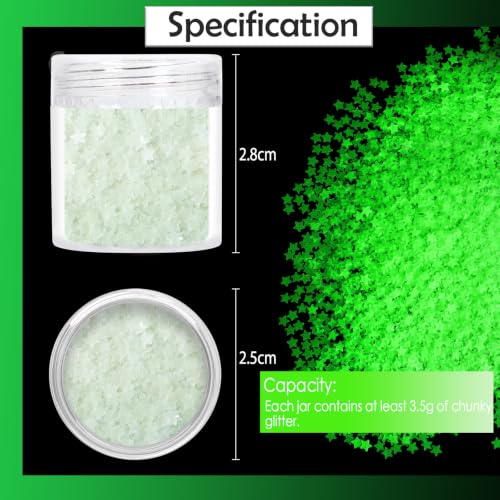 Laza 3.5g Glow in The Dark Star Glitter Confetti Nail Sequins - color: Fluorescent Green