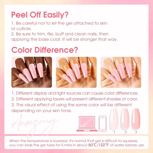 ROSALIND Clear Poly Nail Gel Kit 8 Colors Starter Kit with UV Lamp Tools - color: 8 Colors Nude Poly Kit 01
