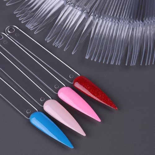 SUTOKAKA 150 Pcs Nail Swatch Sticks with Ring, Clear Pointed Shaped - color: Clear Stiletto 150pcs