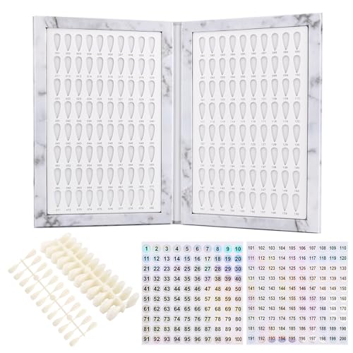 160 Nail Color Display Book with 240 Nail Tips & Number Stickers 1-200