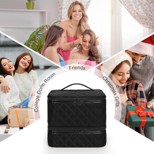 Nail Polish Organizer Bag Holds 30+ Bottles (15ml/0.5 fl.oz) &UV Nail Lamp - color: 03-Black, size: 30 Bottles