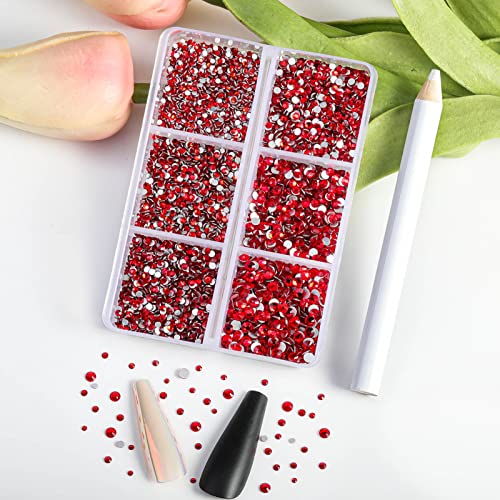 Beadsland Flatback Rhinestones, Light Siam, 7200pcs Mixed 6 Sizes - color: Light Siam