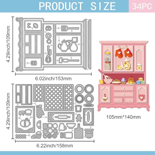GLOBLELAND Cabinets Cutting Dies Bakery Metal Die Cuts Dessert Coffee Cutting Embossing Templates for Scrapbooking Craft Paper Cards Making - style: Cabinet