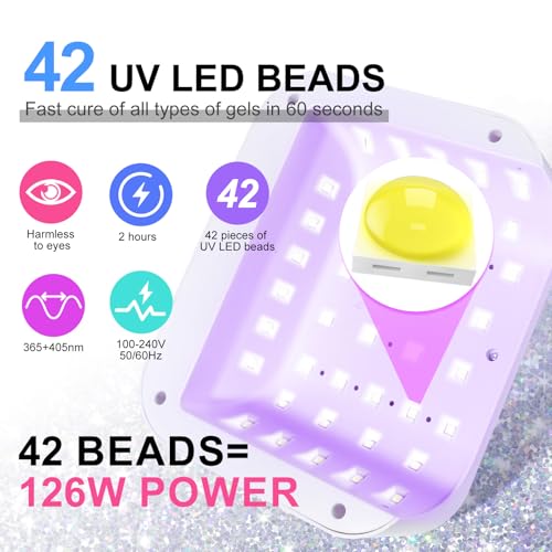 Led Nail Lamp,Professional UV Light for Gel Nails with Auto Sensor - color: AB Crystal(Sparkly White)