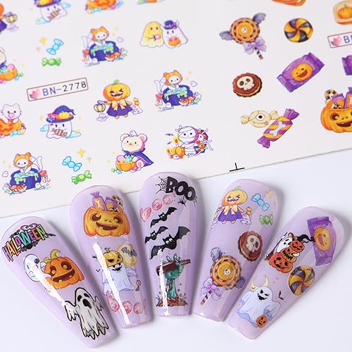 Halloween Nail Art Stickers Water Transfer Nail Stickers Holiday Decoration - style: Ghost