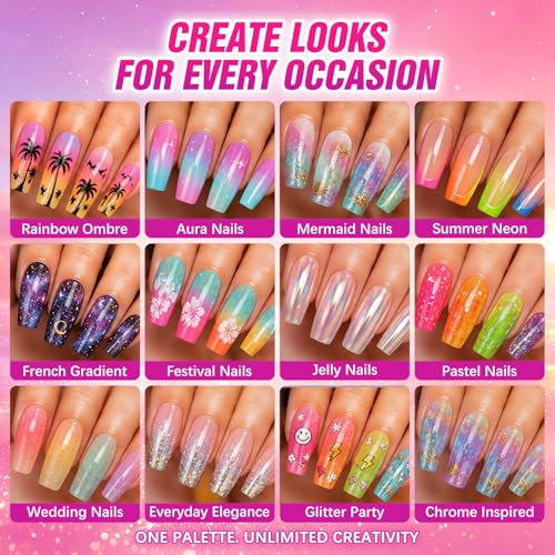 16 Colors Pigment Powder for Nails Palette Set Ombre Neon