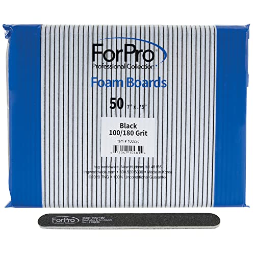 ForPro Foam Board Nail Files, 50-Count, 100/180 Grit, Black - size: 50 Count (Pack of 1)