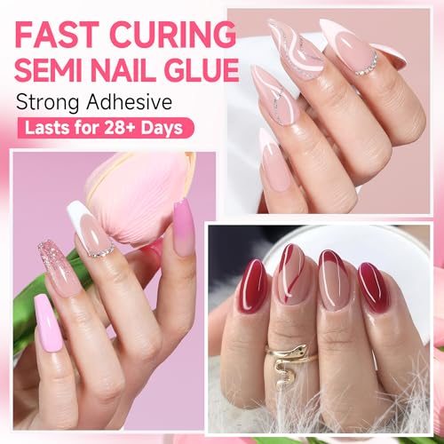 UNA GELLA No Lamp Needed Nail Glue for Press Ons 10ml*2pcs Super Strong