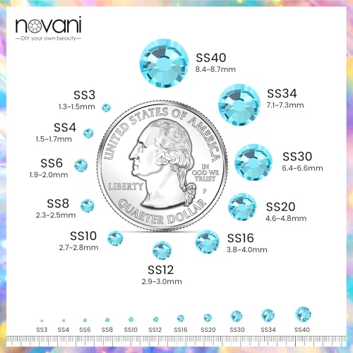 Rhinestones 1440pcs SS12 (3.0-3.2mm) Glass Flatback Crystal Aquamarine - color: Aquamarine, size: SS12/1440pcs