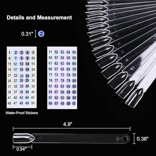 UPZIGS Nail Swatch Sticks with Number Stickers, Transparent-100pcs - color: Transparent-100pcs