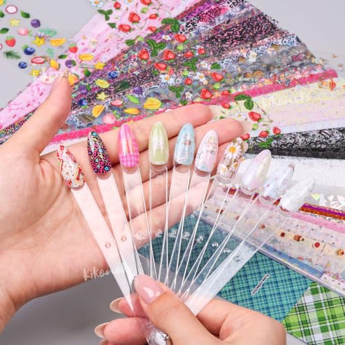 300 Sheets Nail Foil Transfer Sheets Flower Lace Leopard Aurora Nail Foils