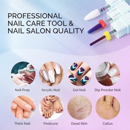 MelodySusie 3Pcs Nail Drill Bits Set, 3/32'' Carbide Tungsten Ceramic Bits, Flame, Nature Nail Buffer and Cone Shape Bits, Suitable for Manicure Pedicure Cuticle Gel Acrylic Remover - size: D Set