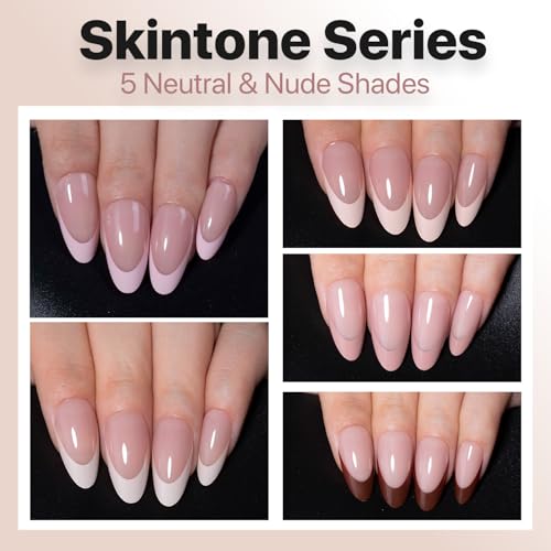 SXC Cosmetics French Tip Press On Nails - Skin Tone Nude and Color Series, Medium Almond X-Pro Tips Starter Kit ST115KIT - color: Skin Tone - M Almond