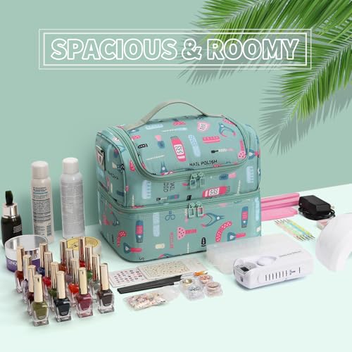 CUBETASTIC Nail Polish Organizer Case, Cartoon Green, 45 Slots - color: Cartoon Green, size: 45 Slots