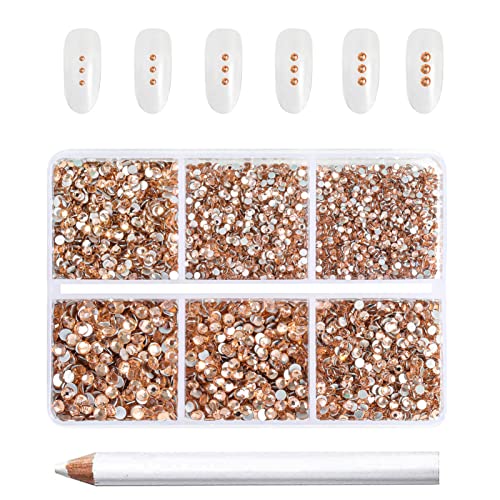 Beadsland Flatback Rhinestones, Light Peach, 7200pcs Mixed 6 Sizes - color: Light Peach