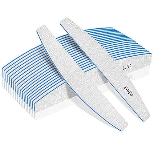 12 PCS Nail Files for Acrylic Nails, 80/80 Grit Nail File for Poly Nail Extension Gel Emery Boards Nail Files Doubled Sides Coarse Washable Nail File Manicure Tools for Home and Salon Use - size: 80/80 Grit False Nails （very rough）