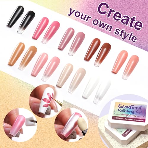 Gradient Painting Gel, 9 Colors Ombre Gel Nail Polish - color: Nude Rose Chroma