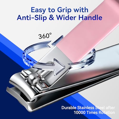 Makartt 2-Pack Pink Nail Clipper Set for Thick Fingernails & Toenails - size: Nail Clippers-2pcs