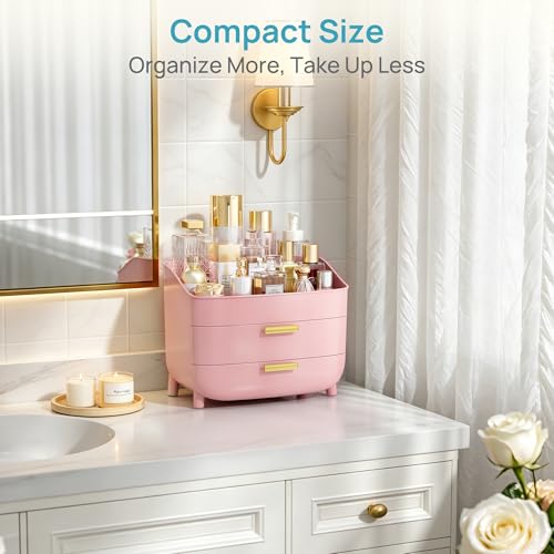 Vtopmart 3-Tier Skincare Makeup Organizer, Pink - color: Pink, size: No Lid