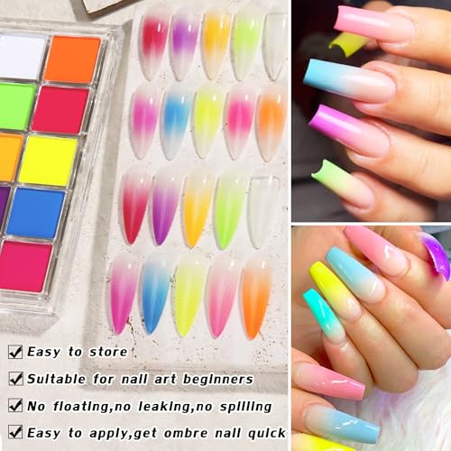 Neon Nail Pigment Set 10 Colors Ombre Powder Extra Fine Glitter