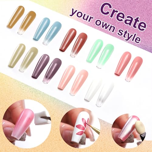 Gradient Painting Gel, 9 Colors Ombre Painted Gel Nail Polish - color: Monet’s Garden