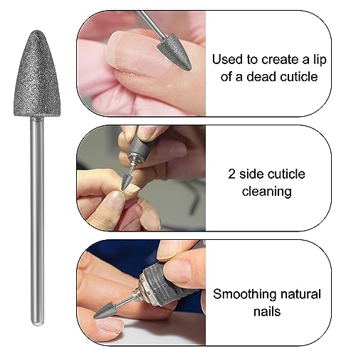 Nail Drill Bits,3/32 Inch Diamond Acrylic Nail Drill Bits with Case,Quartz Pointed Carbide Nail Bits for Nails,Cuticle Remover Bits, Professional Manicure Tools (Fine) - color: Fine 0.31x0.58