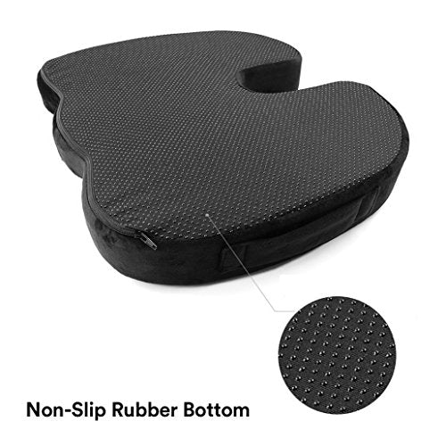 Memory Foam Seat Cushion, for Sciatica, Back, Hip, and Tailbone Pain Relief, Firm Comfortable, Support for Office Chair, Wheelchair, Car. Non-Slip Orthopedic Memory Foam Coccyx Cushion 2 Pk