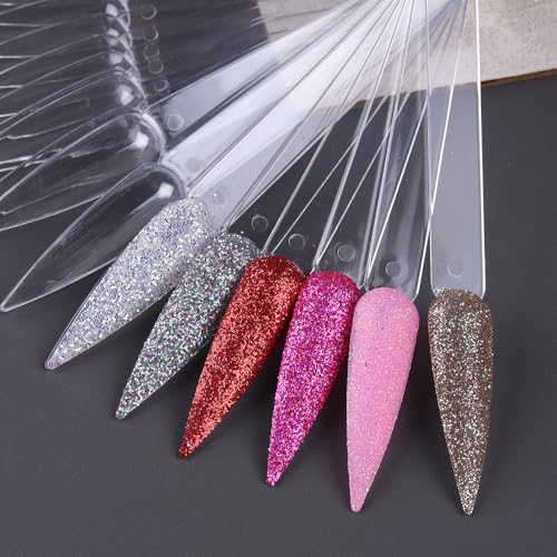 SUTOKAKA 150 Pcs Nail Swatch Sticks with Ring, Clear Pointed Shaped - color: Clear Stiletto 150pcs