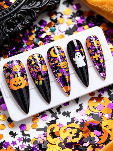 24 Grids Halloween Nail Glitter Kalolary Nail Art Sequins - color: Halloween A