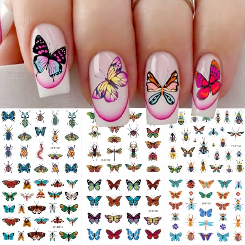 30 Sheets Insect Nail Stickers Fall Flower Butterfly Nail Decals - color: Style-09