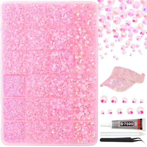 RODAKY Resin Jelly Rhinestones for Crafting Bedazzling,2-6MM Rhinestones for Nails Art,Light Pink AB Nail Rhinestone and Gems,Nail Diamond Flatback Gems Crystals Charms for Nail Design DIY Makeup - color: Jelly Light Pink AB