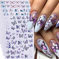 Butterfly Nail Art Stickers, Butterfly Nail Decals 3D Self Adhesive with Blue Purple Pink Yellow Butterflies Flower Design 6Pcs Spring Nail Art Supplies for Women Girls Spring Summer Nail Decoration - style: style2