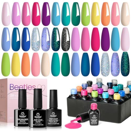 Beetles Gel Nail Polish Set, 23Pcs Color Gel Polish with Base & Top Coat - color: Fantasyland Collection