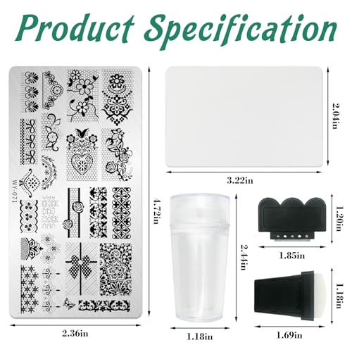 AddFavor Nail Stamping Plate Kit with Nail Stamp and Scraper, 6pcs Leaves Flower Nail Stamper Kit for Home Salon Manicure Polish Print Stencils Design Tools - color: Color C
