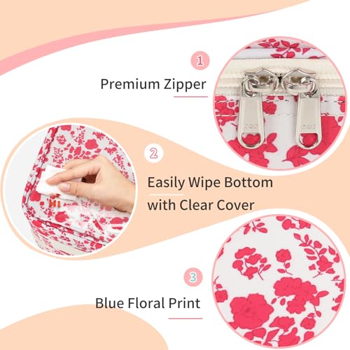 CUBETASTIC Nail Polish Organizer, Nail Supplies Storage Case Holds 45 Bottles Nail Polish & Nail Lamp, Travel Nail Tech Carrying Bag, Nail Kit Bag For Nail Stuff & Manicure Tools - color: Hot Pink Floral, size: 45 Slots