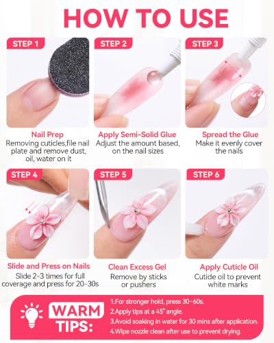 Makartt Press on Nail Glue: 30ML 2 Pcs Large Tubes, Semi-Solid, 20s Air Dry - size: 30ML*2 Packs