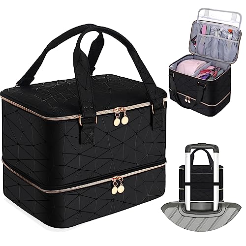 FCQQYWZ Nail Polish Organizer Case Hold 40+ Bottles (15ml/0.5 fl.oz) and Led Nail Lamp, Nail Supply Organizers and Storage for Nail Tech, Nail Dryer Case Nail Polish Bag Nail Kit Organizer (BLACK) - color: Black-40Bottles