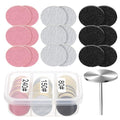 61 Pcs Sanding Paper Discs with Metal Nail Drill Bit 25mm Replacement Sandpaper Disk Foot Sanding Discs Bits Foot File for Manicure Pedicure Electric Remover Dead Skin Callus (#80#150#240 Grit) - style: Black+White+Pink