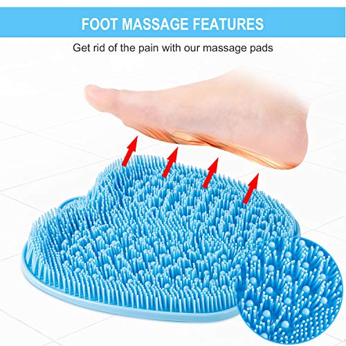 BESKAR XL Larger Shower Foot Scrubber Mat with Non-Slip Suction Cups - color: Blue