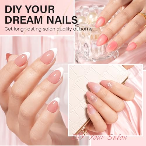 AILLSA Nail Extension Kit Short Almond Nail Tips 240pcs for Starters