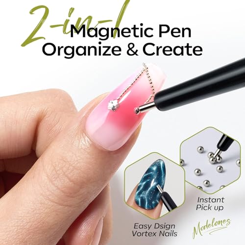 Modelones Cateye Gel Polish Nail Magnet 6PCS Cat Eye Tool Liner Brush Swirl - color: A1-Black Bead-Attracting