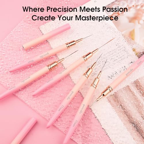 Nail Art Brushes, Nail Art Liner Brushes Set, 6Pcs Nail Brushes - color: Pink
