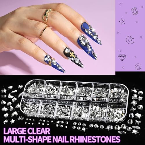 FANDAMEI Nail Charms and Gems, 8 Boxes Nail Art Kit for Design, Multi-Shape Rhinestones for Nails Flat Back Pearls Jewels, 3D Fruit Flower Candy Nail Charms, Gold Nail Studs Jewels - color: Yellow candy/red cherry/purple heart/gold silver pearls