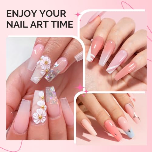 MelodySusie 3Pcs Acrylic Nail Brush Set,Sizes 8/10/14 - color: Transparent pink