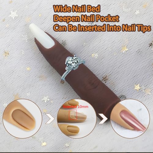 Silicone Fake Finger to Practice Fake Nails, Soft Silicone Practice Fingers for Acrylic Nails, Bendable Fake Training Finger Flexible Nail Practice Fingers for DIY Nails(Color 6) - color: 6# Silicone Finger