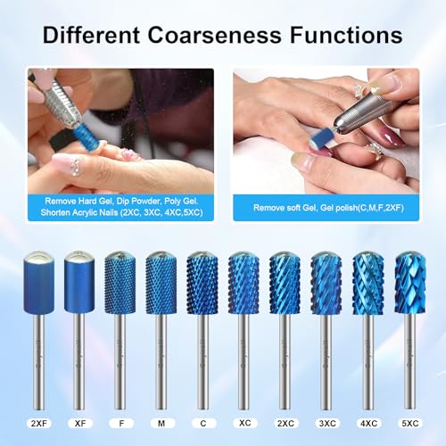 3/32" Large Smooth Barrel Safety Nail Drill Bit for Gel & Acrylic Removal - color: Blue, size: 3XC